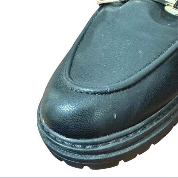 Kelly & Katie Women’s Y2K Size 9.5 Black Metal Accent Chunky Heel Loafers Preppy - Picture 11 of 13